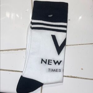 Black and White Casual Crew Socks with Sporty Design